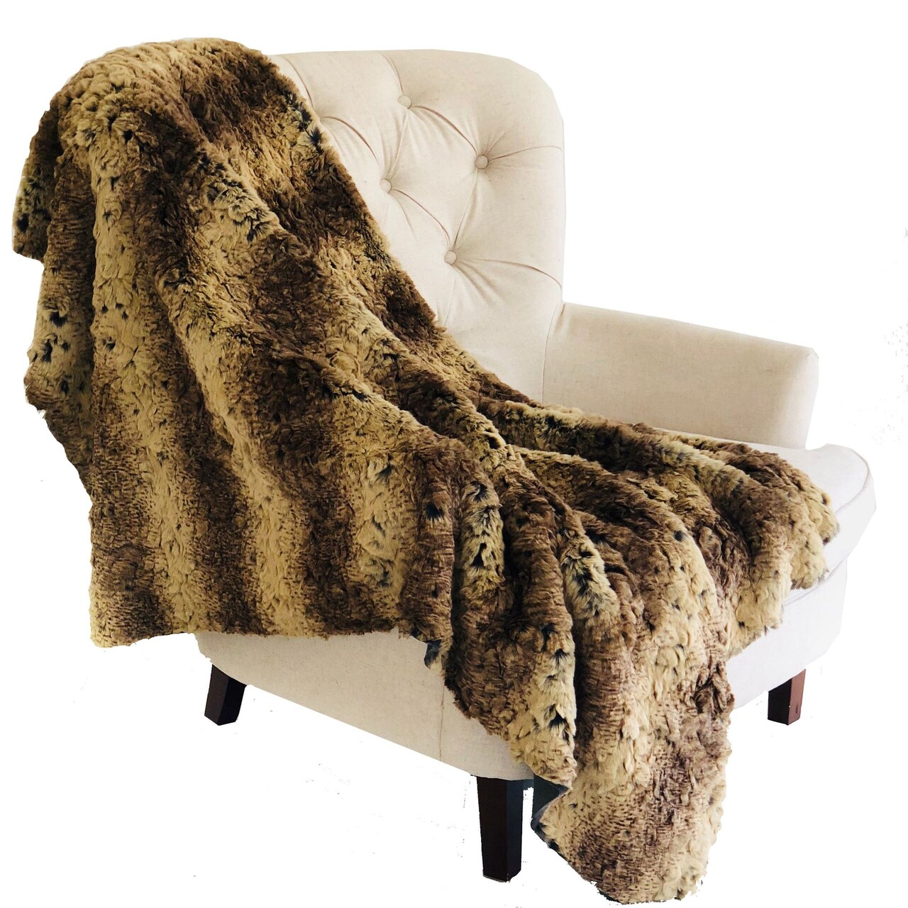 Edge Collections - Brown - Luxury Faux Fur Throw Blanket for Home Décor - 1 Piece